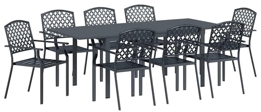 vidaXL Σέτ φαγητού για κήπο 9 pcs Ανθρακί Ατσάλι