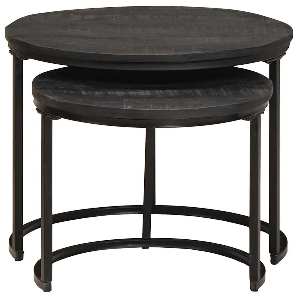 vidaXL Τραπεζάκια Καφέ Στερεών 2 pcs Μασίφ ξύλο μάνγκο και χάλυβας