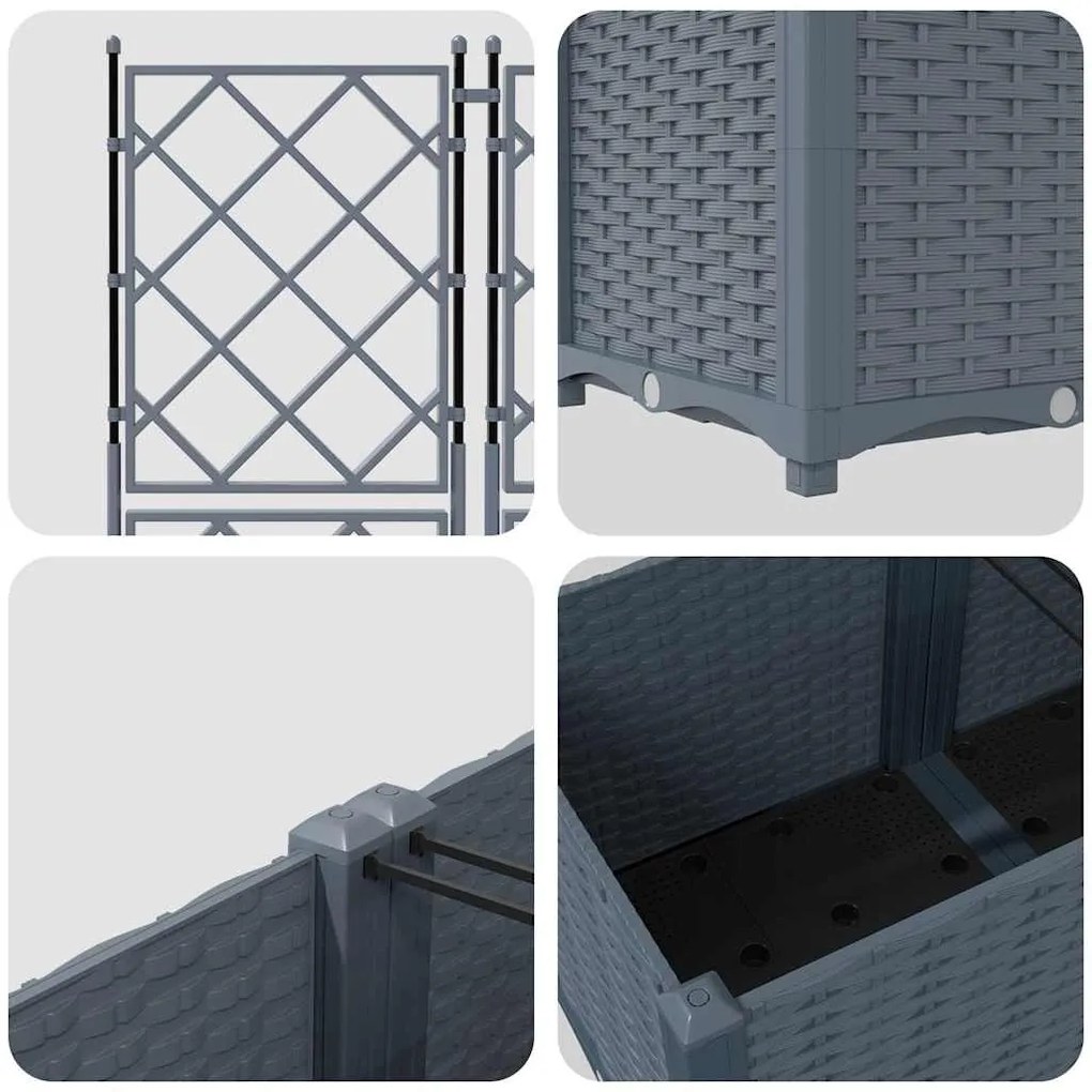 vidaXL Κηποτινάκι με Τρέλα 3 pcs Ανοιχτό γκρι 80 x 80 x 143 εκ. PP