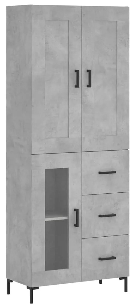 vidaXL Ντουλάπι Γκρι Σκυροδέματος 69,5x34x180 εκ. Επεξεργασμένο Ξύλο