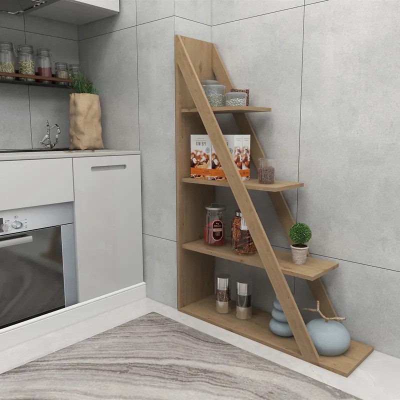 Βιβλιοθήκη Quina pakoworld σε oak απόχρωση 100x30x150εκ - 120-000492