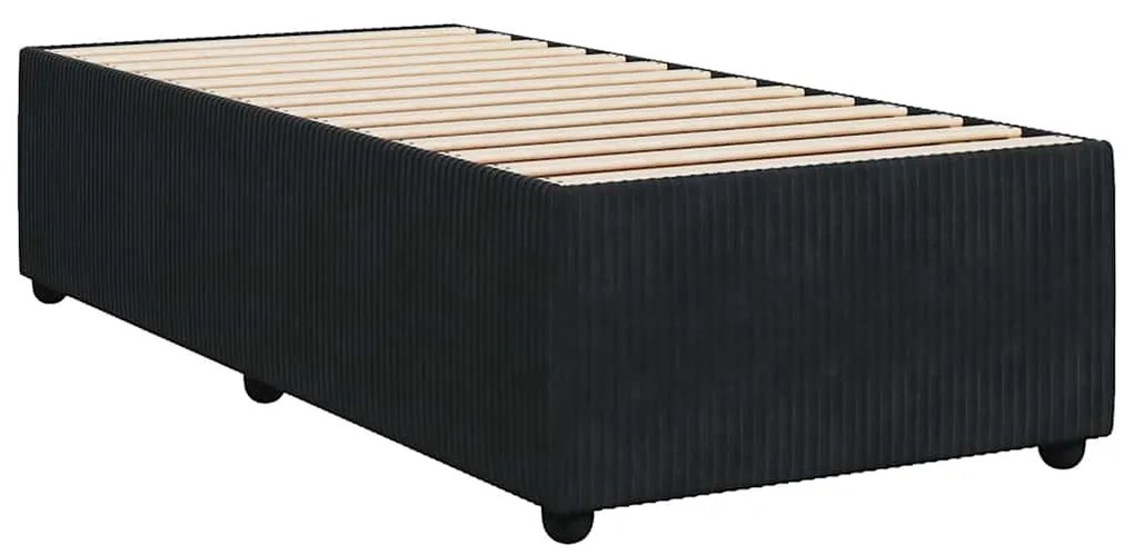 vidaXL Κρεβάτι Boxspring με Στρώμα Μαύρο 90x200 εκ. Βελούδινο