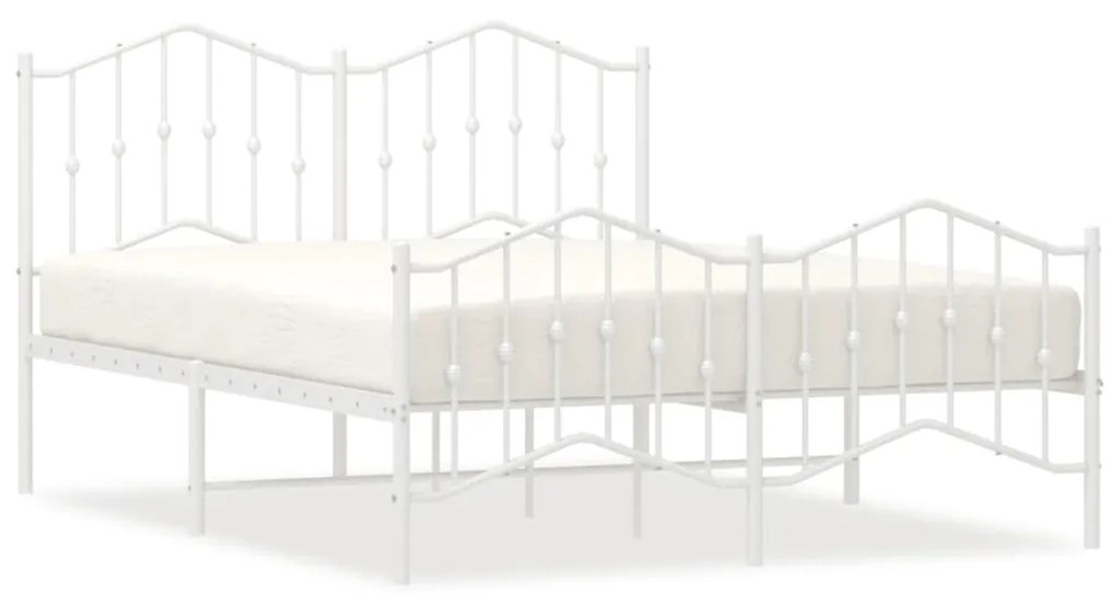 vidaXL Πλαίσιο Κρεβατιού με Κεφαλάρι/Ποδαρικό Λευκό 150x200 εκ Μέταλλο