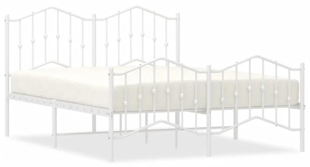 Πλαίσιο Κρεβατιού με Κεφαλάρι/Ποδαρικό Λευκό 135x190εκ. Μέταλλο - Λευκό