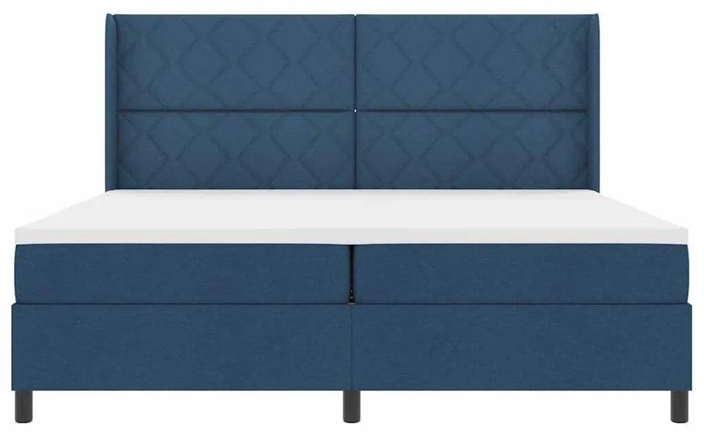 vidaXL Κρεβάτι με ελατήρια με στρώμα Μπλε 200 x 200 cm ύφασμα