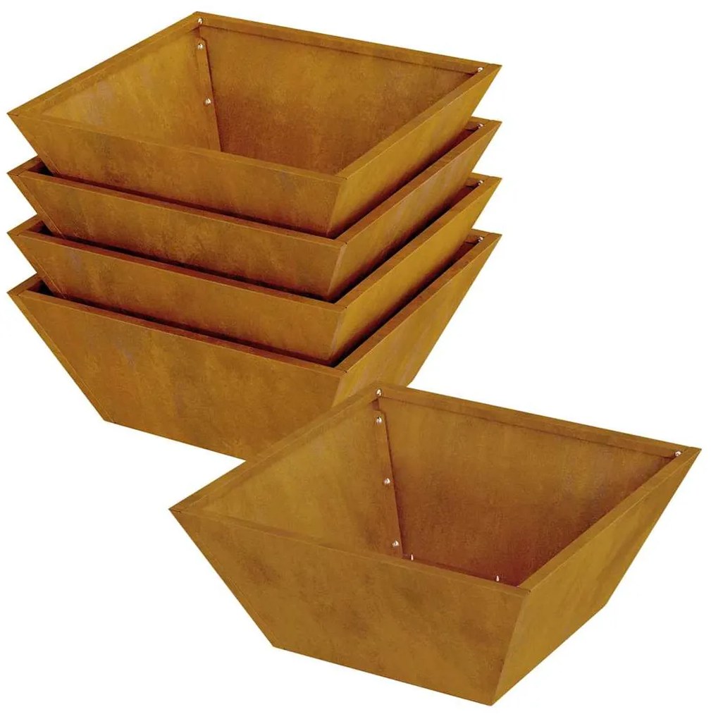 vidaXL Γλάστρα Κήπου 5 pcs Σκ rusty 40 x 40 x 15 cm