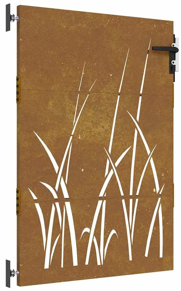 vidaXL Πόρτα Κήπου με Σχέδιο Χόρτου από Ατσάλι Corten 85x150 εκ.