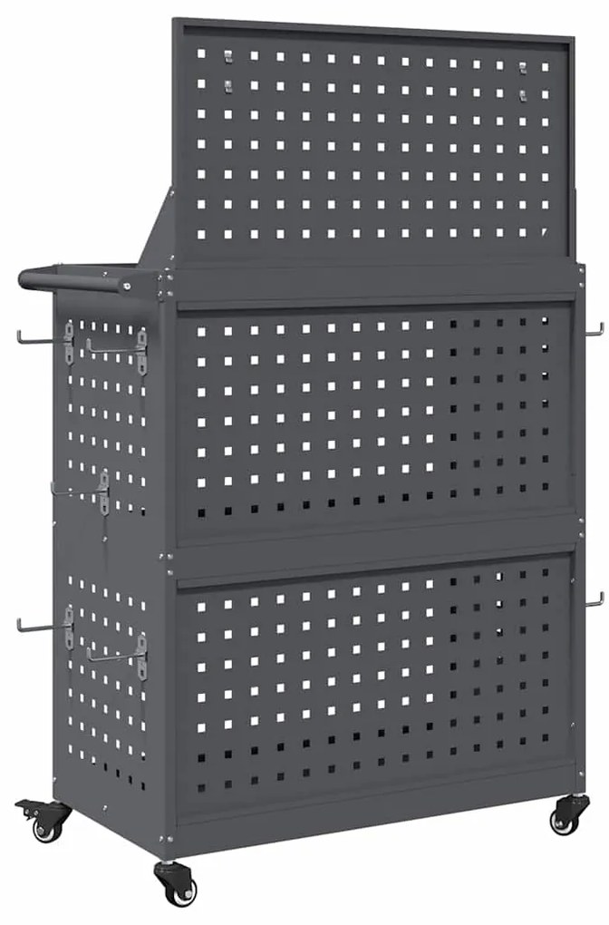 vidaXL Καρότσι εργαλείων με ράφι με τροχούς Ανθρακί 65 x 35 x 111 εκ