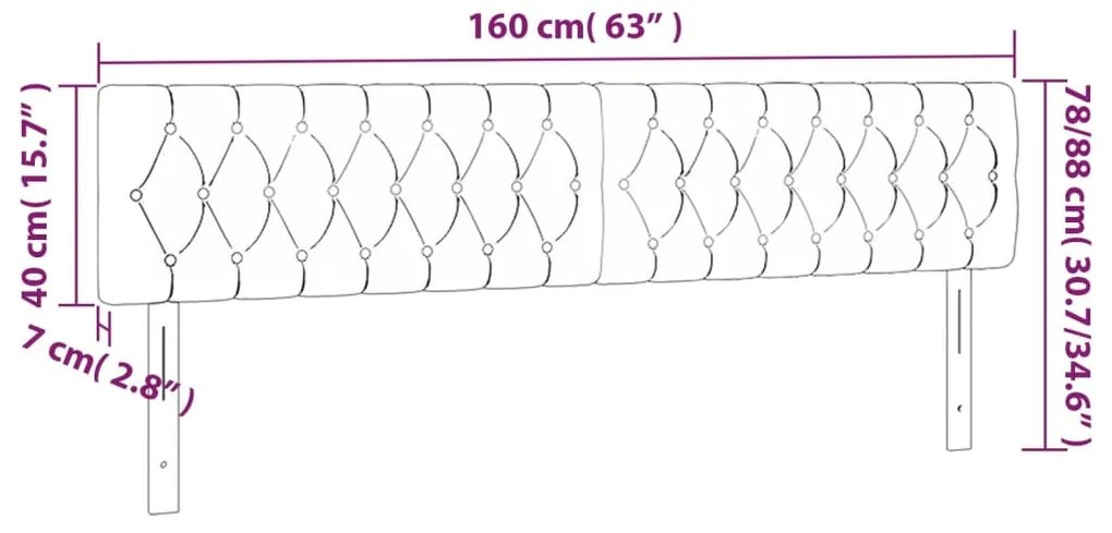 Κεφαλάρι Κρεβατιού LED Σκούρο Γκρι 160x7x78/88 εκ. Υφασμάτινο 3121955