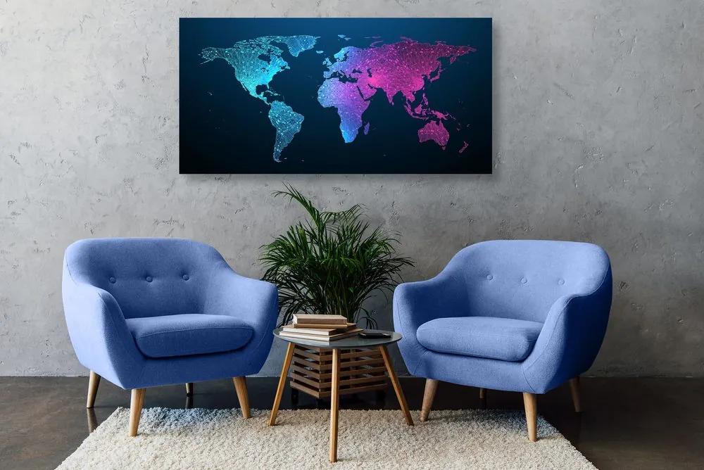 Εικόνα στον παγκόσμιο χάρτη νύχτας φελλού - 120x60  wooden