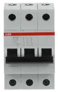 Αυτόματη Ασφάλεια SH203-C32 Γκρι 32Α Καμπύλη C 6kA SH200 73427 ABB 73427
