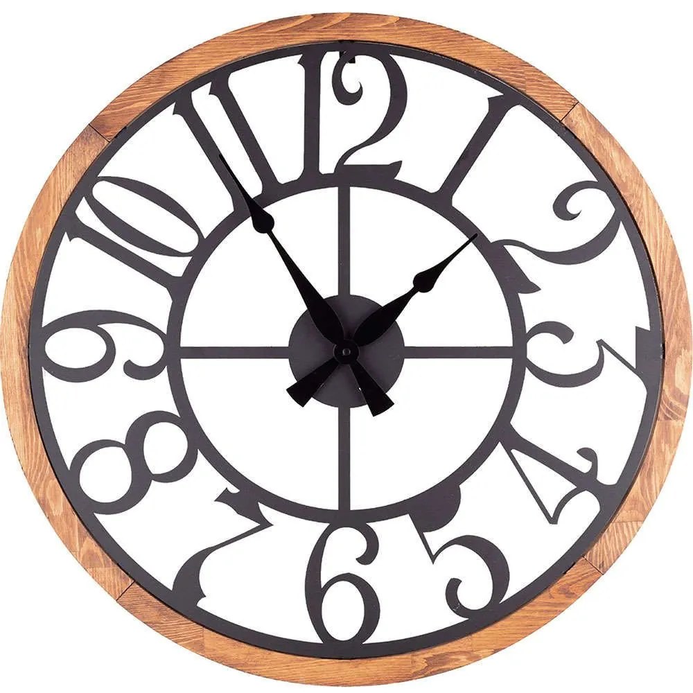 Ρολόι Τοίχου Bonni 902LMN1124 Φ80cm Black-Oak Wallity Metal