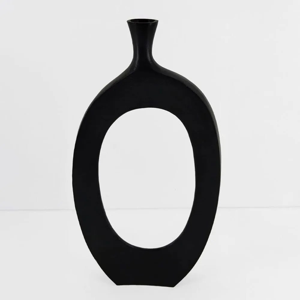 Βάζο Abstract 028985 28x5x61cm Black Αλουμίνιο