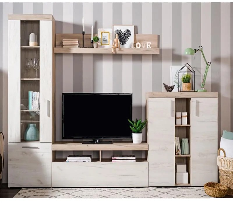 Κέντρο Ψυχαγωγίας - Σύνθεση Arno Γκρί Δρύς - Λευκός Δρύς 262x35x195 εκ.