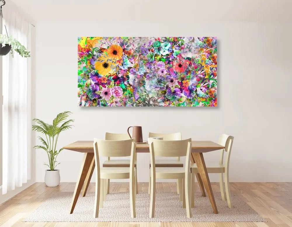 Εικόνα με έντονα χρώματα λουλουδιών - 100x50