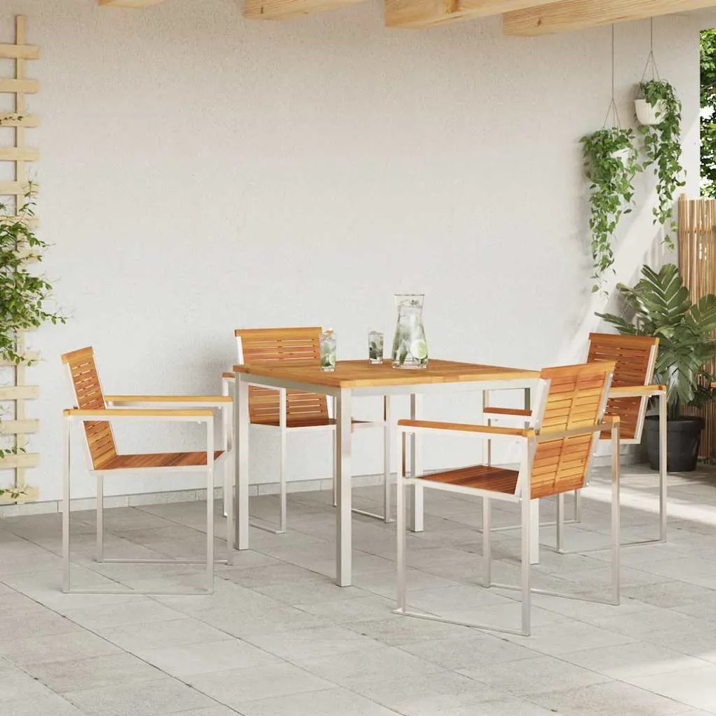 vidaXL Σέτ φαγητού για κήπο 5 pcs Σταθερό Ξύλο Ακακίας