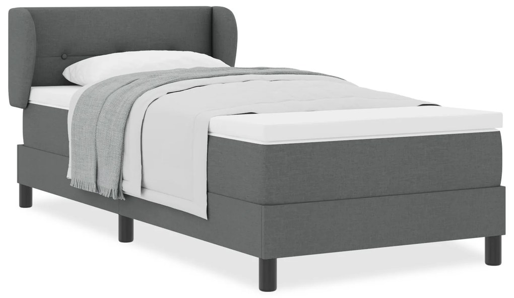 vidaXL Κρεβάτι Box Spring με Στρώμα Σκούρο Γκρι 80x200 εκ. Ύφασμα