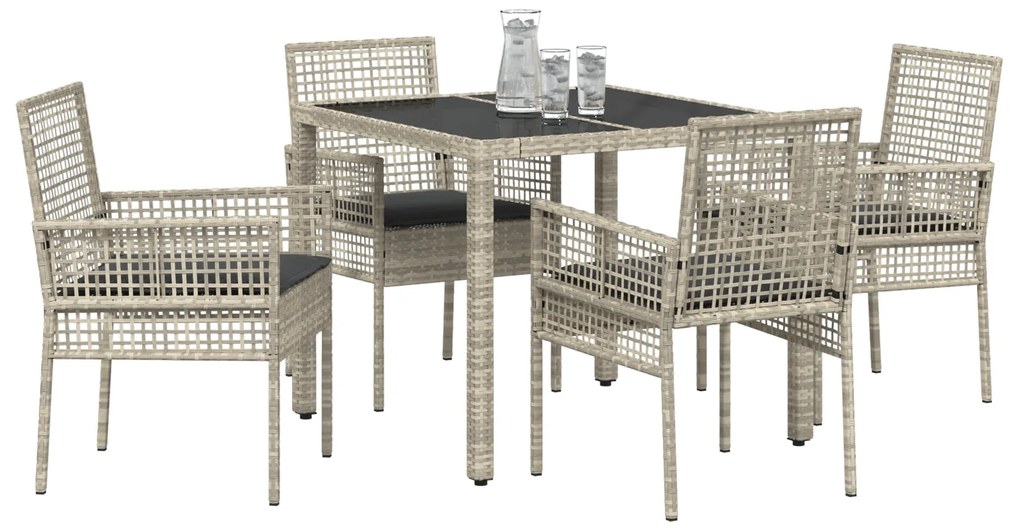 vidaXL Σέτ φαγητού για κήπο 5 pcs Ανοιχτό γκρι 90 x 90 x 75 cm