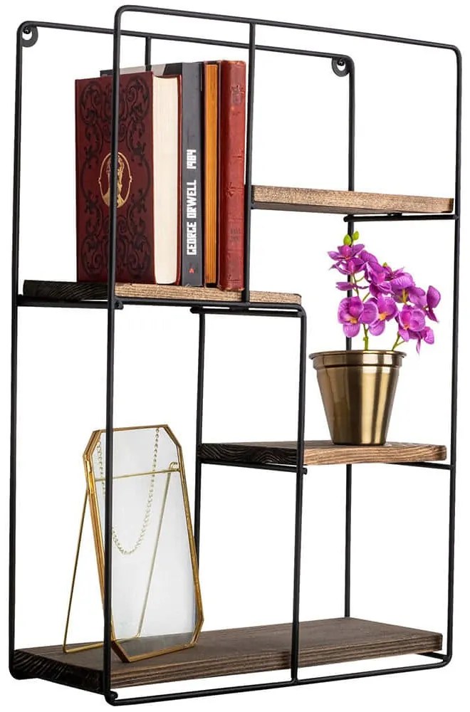 Ραφιέρα Τοίχου Lotus 491CRT1106 40x15x60cm Walnut-Black