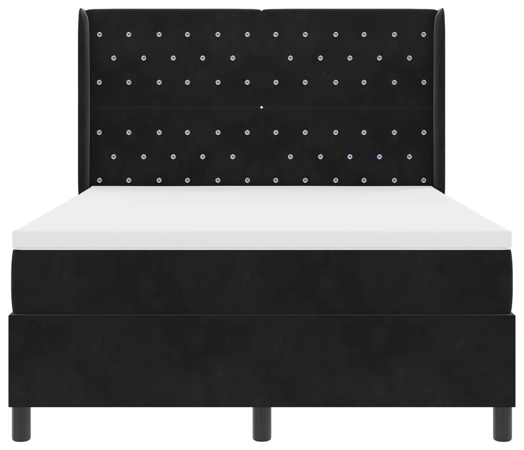 vidaXL Κρεβάτι Box Spring με Στρώμα Μαύρο 160x200 εκ Βελούδο