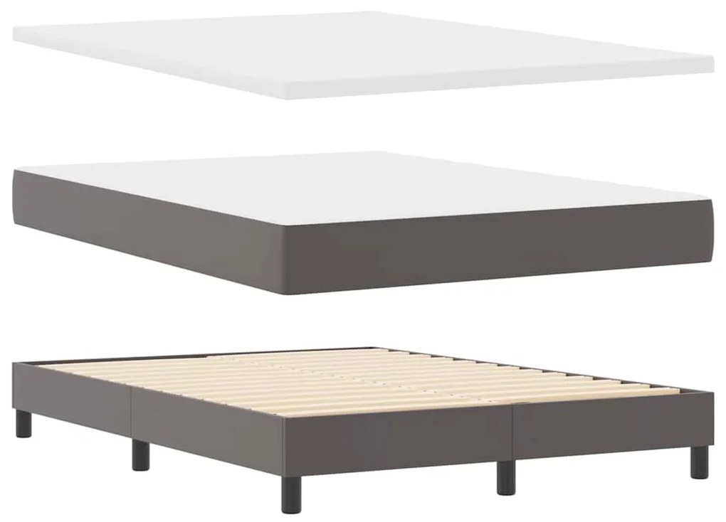 vidaXL Κρεβάτι με Στρώμα με στρώμα Γκρι 160 x 200 cm Τεχνητό δέρμα