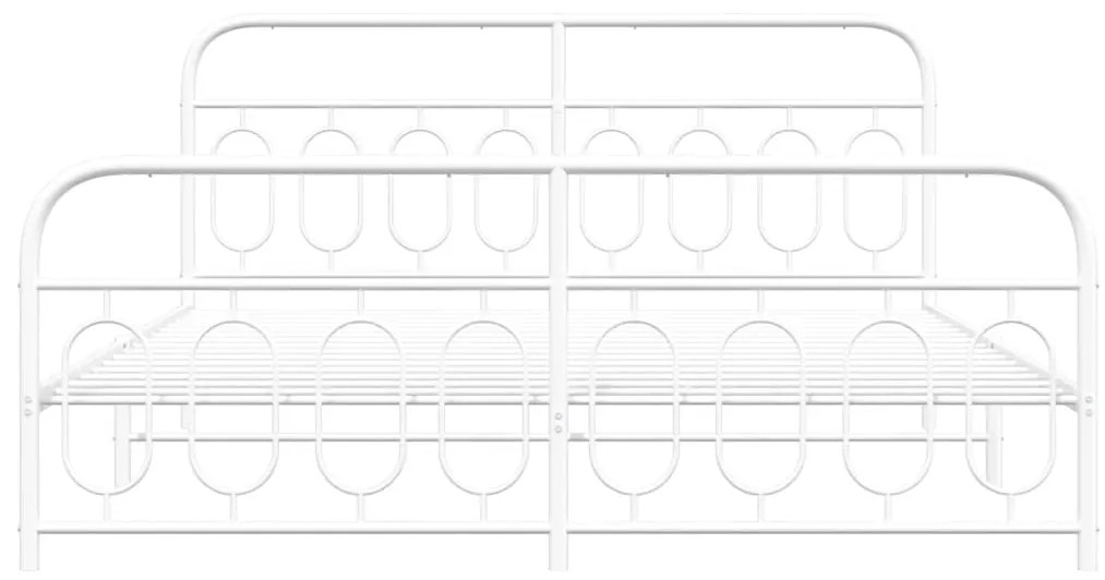 Πλαίσιο Κρεβατιού με Κεφαλάρι&amp;Ποδαρικό Λευκό 183x213εκ. Μέταλλο - Λευκό