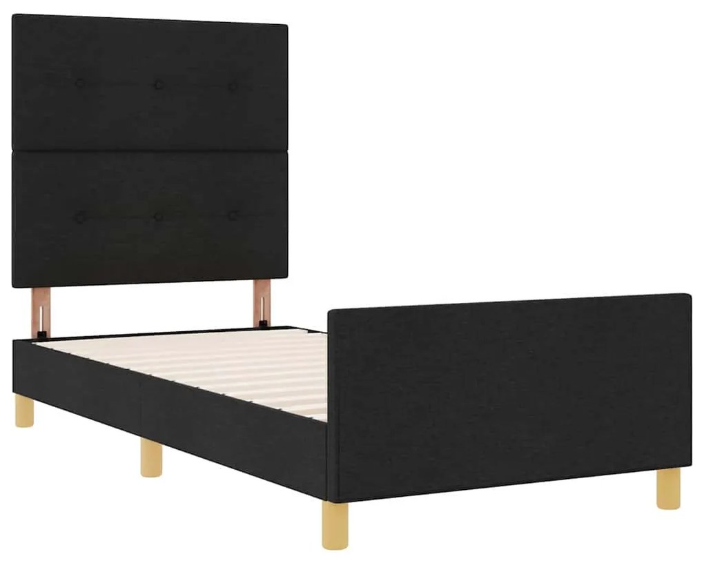 vidaXL Σκελετός Κρεβατιού με κεφαλάρι Μαύρο 100 x 200 cm ύφασμα
