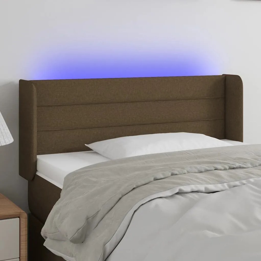 Κεφαλάρι Κρεβατιού LED Σκούρο Καφέ 83x16x78/88 εκ. Υφασμάτινο 3123353