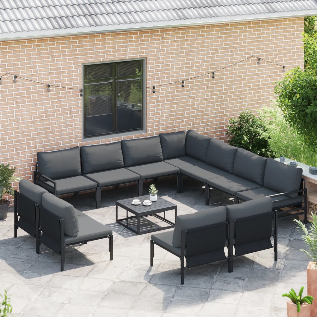 vidaXL Σετ Καναπέ Κήπου 12 pcs Ανθρακί Ατσάλι