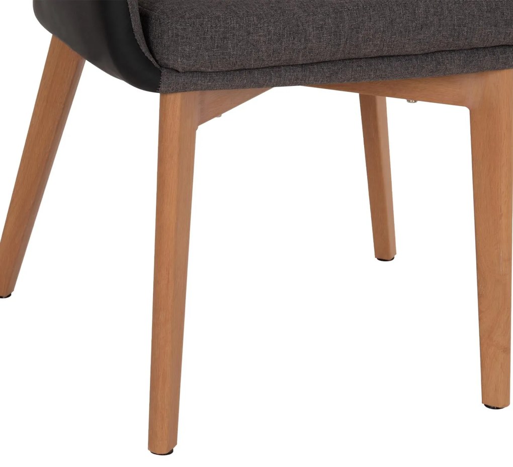 Καρέκλα-Πολυθρόνα BRISTOL με PU Μαύρο και Ύφασμα Γκρί σκούρο 57x59x86Υεκ. 2αδα 57x59x86 εκ.