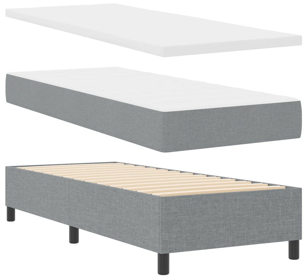 vidaXL Κρεβάτι Box Spring με Στρώμα & LED Φωτισμός Γκρι 90x190 εκ. Υφάσμα