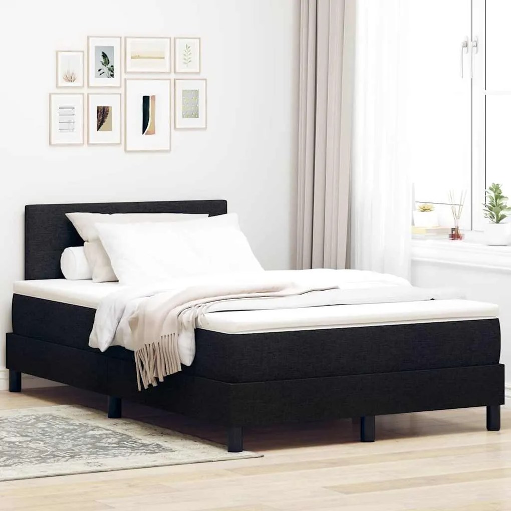 vidaXL Κρεβάτι Box Spring με Στρώμα Μαύρο 120x190 εκ. Ύφασμα