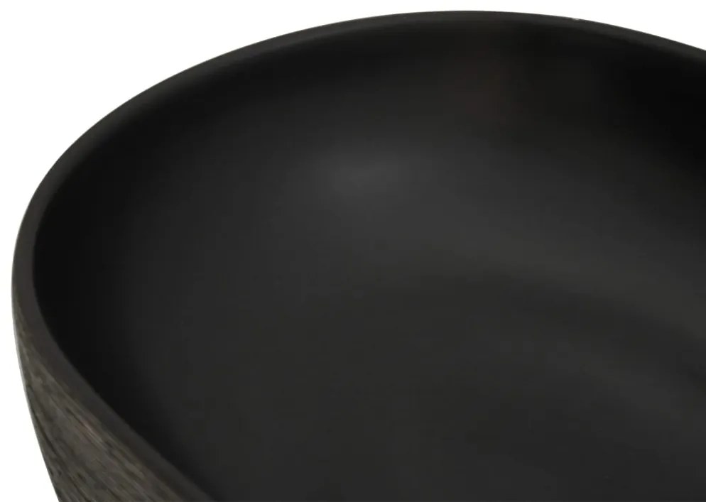 vidaXL Νιπτήρας Οβάλ Γκρι και Μαύρος 59 x 40 x 14 εκ. Κεραμικός