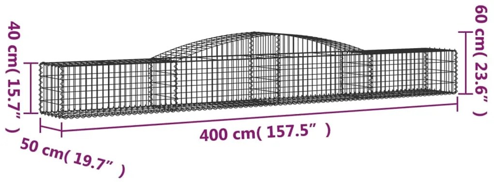 vidaXL Συρματοκιβώτια Τοξωτά 15 τεμ. 400x50x40/60 εκ. Γαλβαν. Ατσάλι