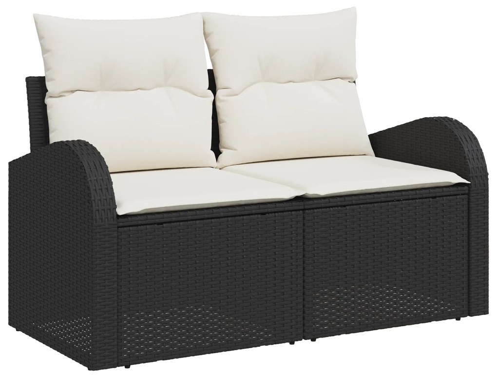 vidaXL 5 Piece Garden Sofa Set with Cushions Black Poly Rattan