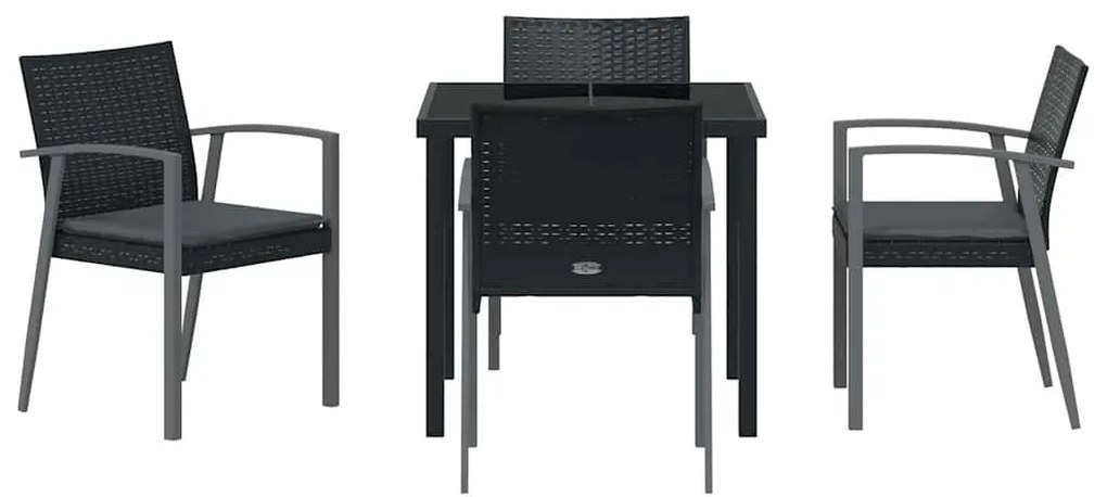 vidaXL Σέτ φαγητού για κήπο 5 pcs Μαύρο και Γκρι Ράτα PE