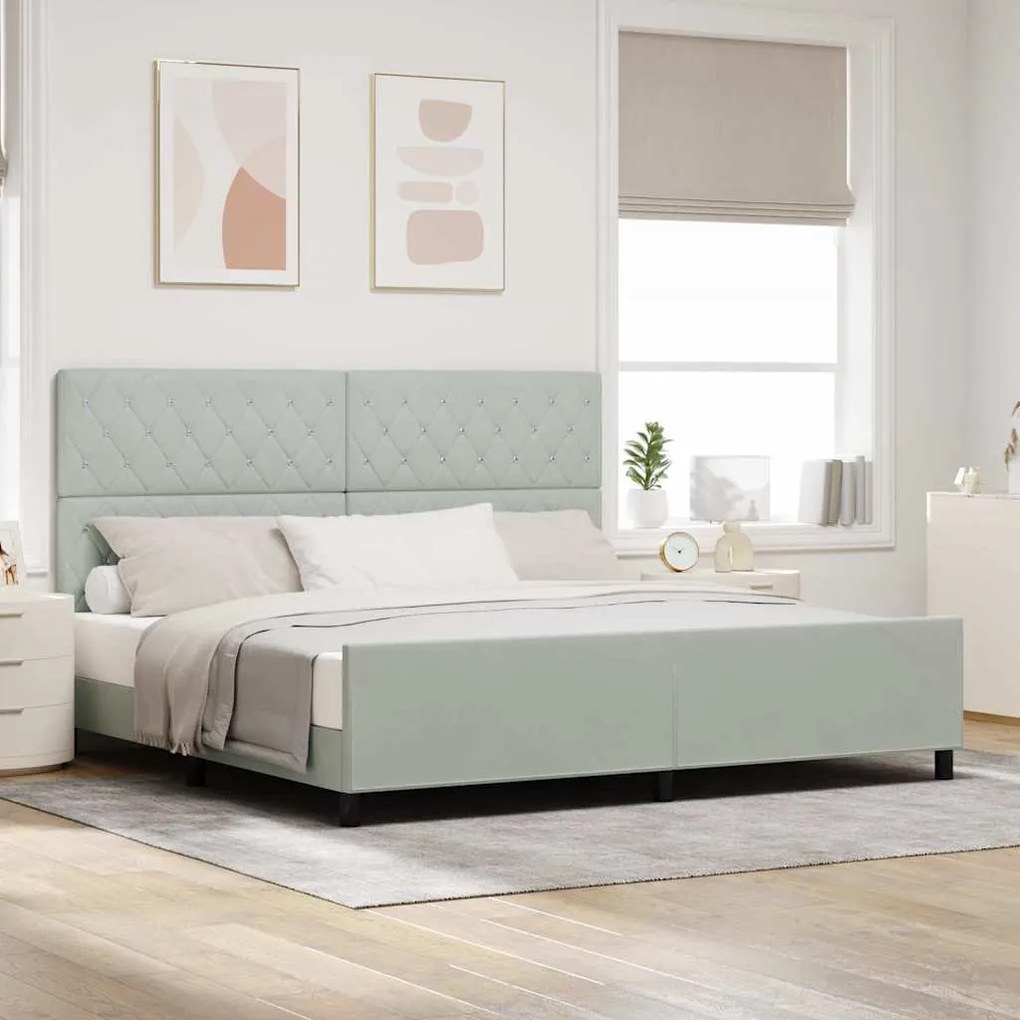 vidaXL Σκελετός Κρεβατιού Ανοιχτό γκρι 200 x 200 cm Βελούδο