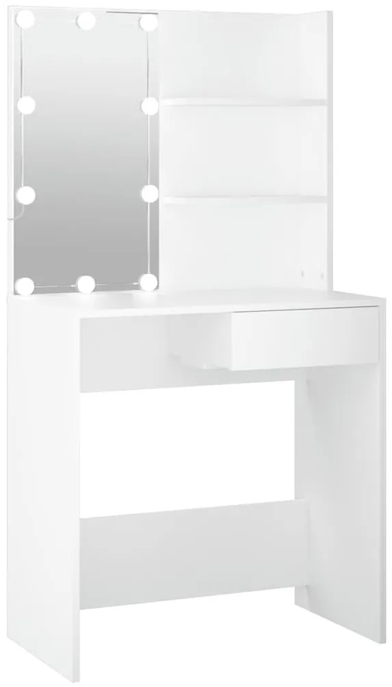 vidaXL Μπουντουάρ με LED Λευκό 74,5 x 40 x 141 εκ.