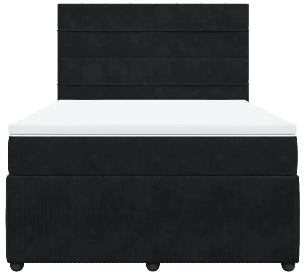 vidaXL Κρεβάτι Boxspring με Στρώμα Μαύρο 140x190 εκ. Βελούδινο