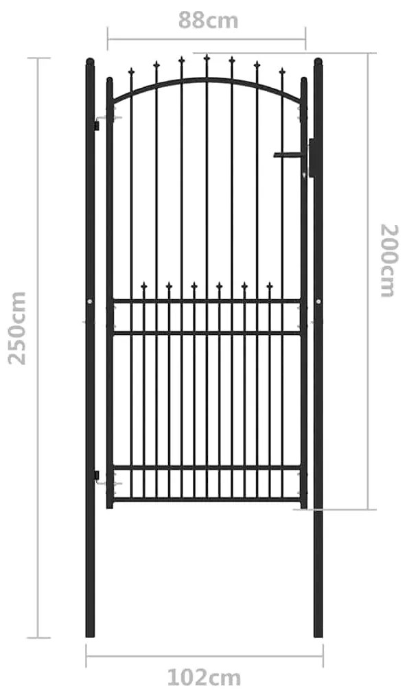 vidaXL Πύλη Φράχτη Μαύρο 100 x 200 cm Ατσάλι με Επικάλυψη Πούδρας