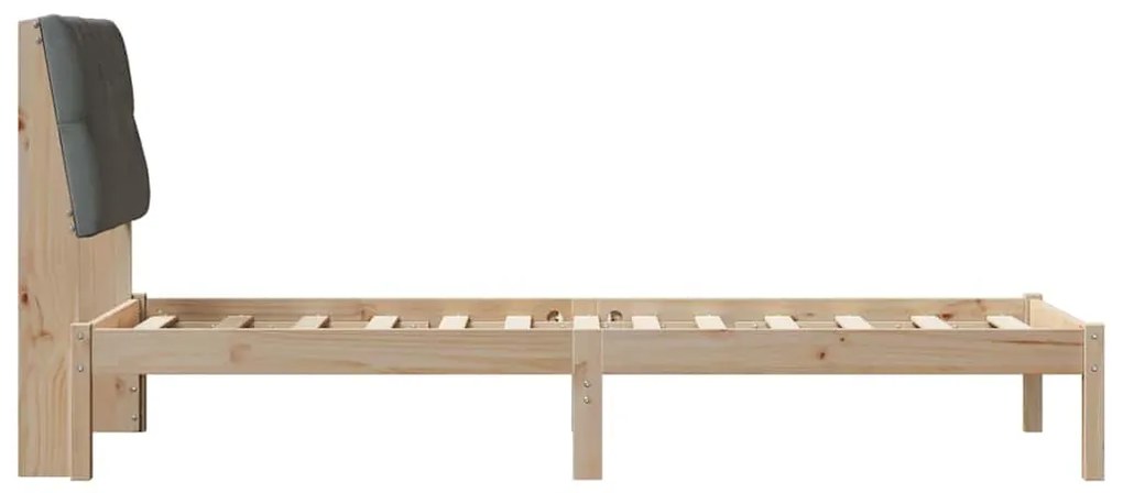 vidaXL Σκελετός Κρεβατιού με Επενδεδυμένο Κεφαλάρι Καφέ 75 x 190 cm