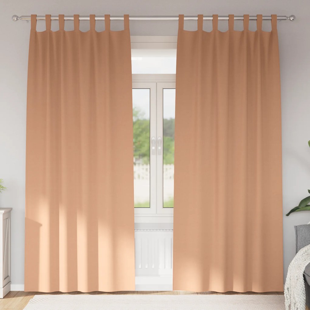 vidaXL Κουρτίνες 2 pcs Ανοιχτό καφέ 245 x 140 εκ. Πολυεστέρας
