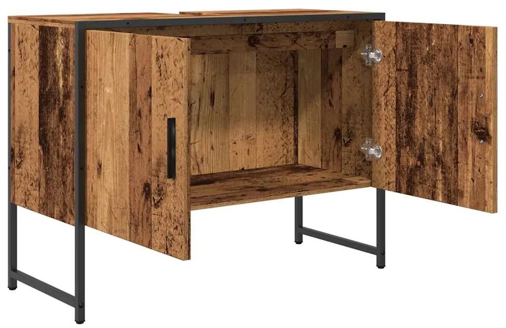 vidaXL Ντουλάπι νιπτήρα μπάνιου Παλιό ξύλο 80x33x60 cm