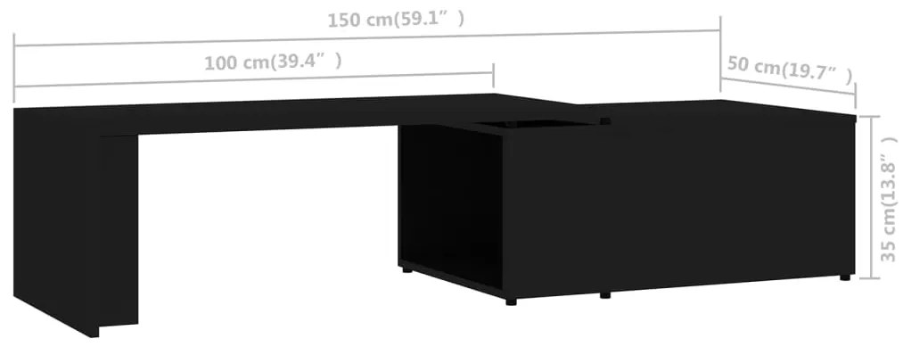 Τραπεζάκι Σαλονιού Μαύρο 150 x 50 x 35 εκ. από Επεξ. Ξύλο - Μαύρο