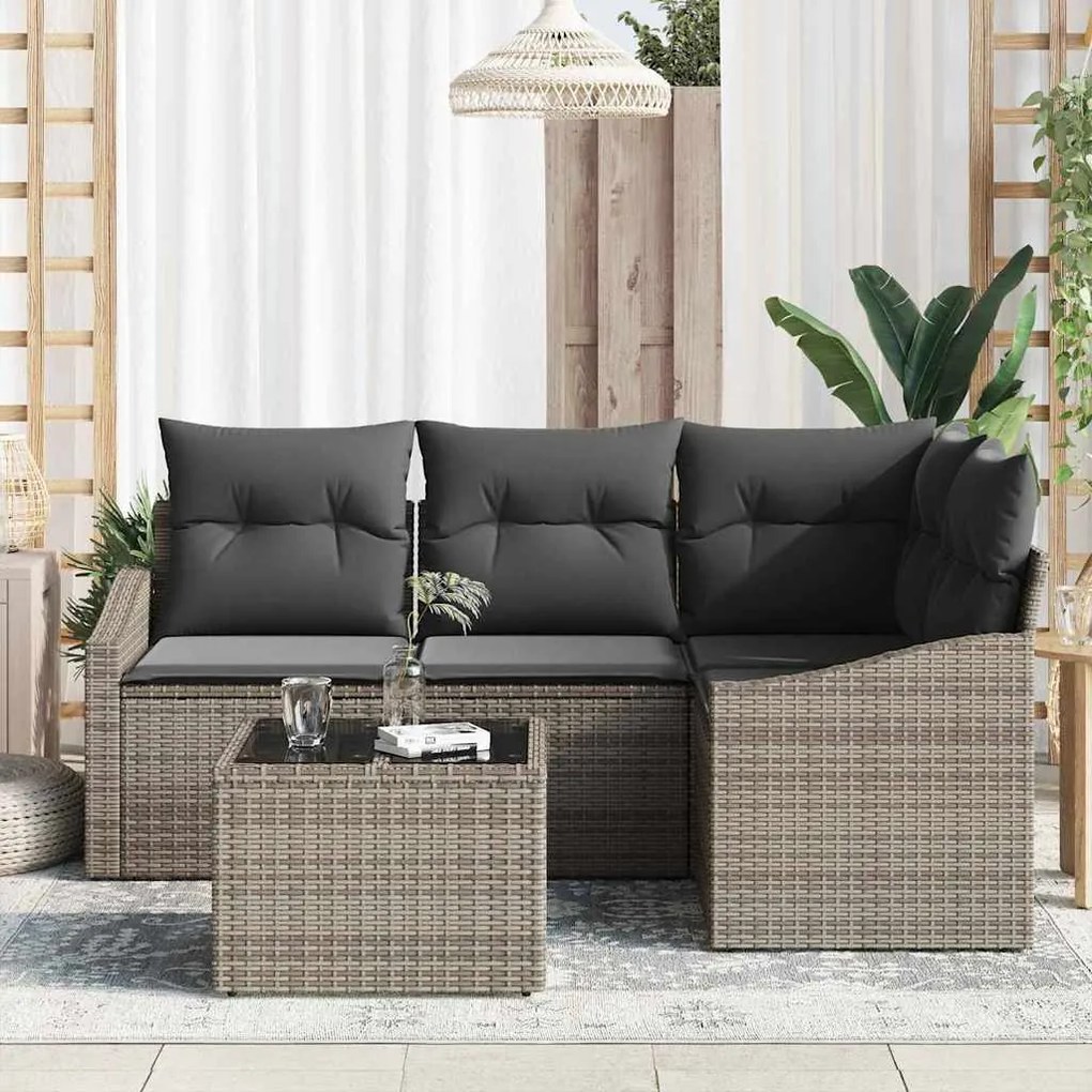 vidaXL Σέτ φαγητού για κήπο με μαξιλάρι 5 pcs Ανοιχτό γκρι
