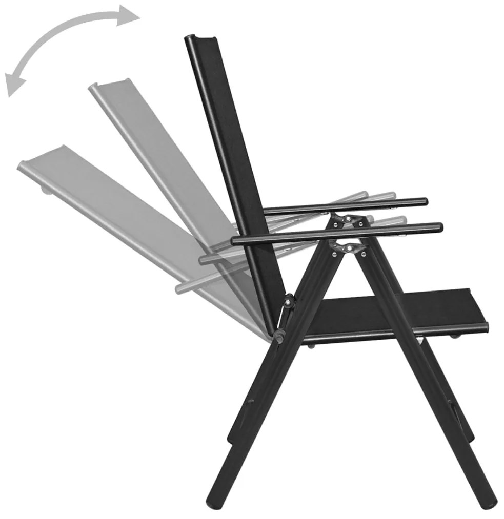 vidaXL Σετ Επίπλων Mπιστρό 3 Τεμαχίων Μαύρο από Αλουμίνιο / Textilene