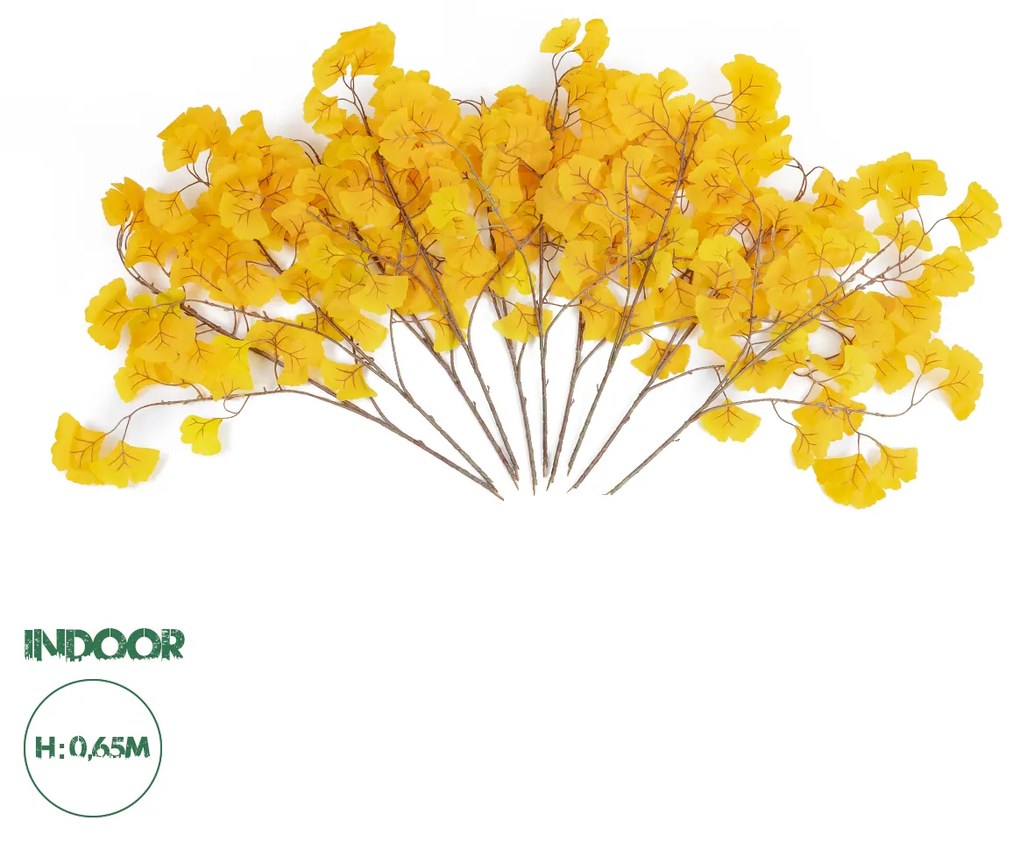 GloboStar® Artificial Garden GINKGO BRANCH 20229 10 x Τεχνητά Διακοσμητικά Κλαδία Γκίγκο Π50 x Υ65cm