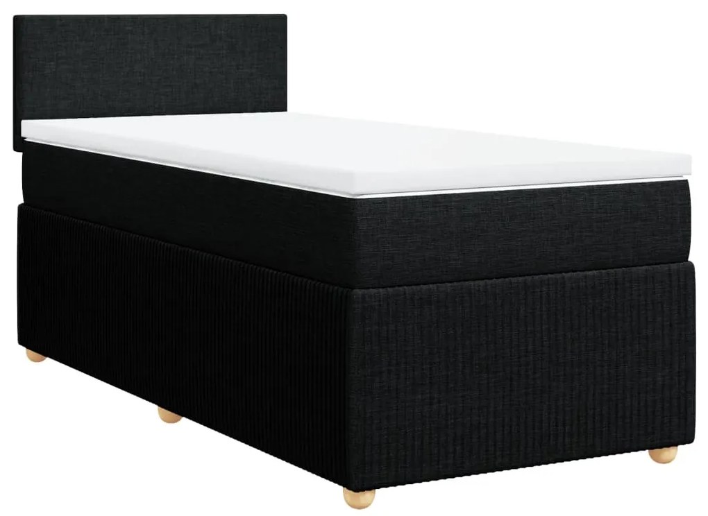 vidaXL Κρεβάτι Boxspring με Στρώμα Μαύρο 90x190 εκ.Υφασμάτινο