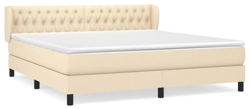 Κρεβάτι Boxspring με Στρώμα Κρεμ 180x200 εκ. Υφασμάτινο - Κρεμ