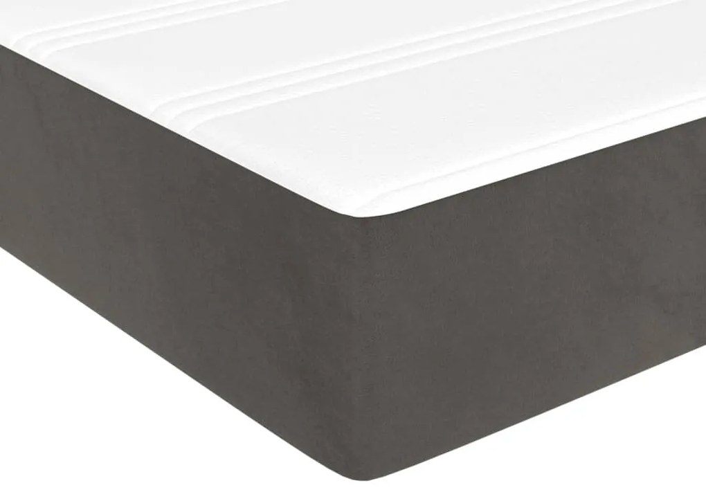 Κρεβάτι Boxspring με Στρώμα Σκούρο Γκρι 140x190 εκ. Βελούδινο - Γκρι